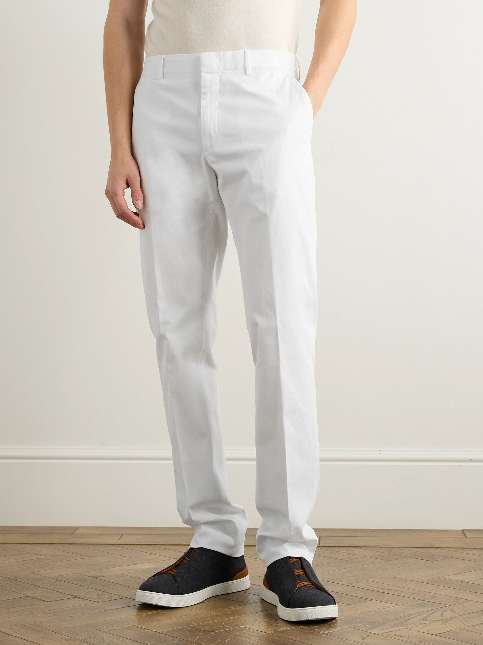 Easy Straight-Leg Garment-Dyed Cotton-Blend Chinos White - 3