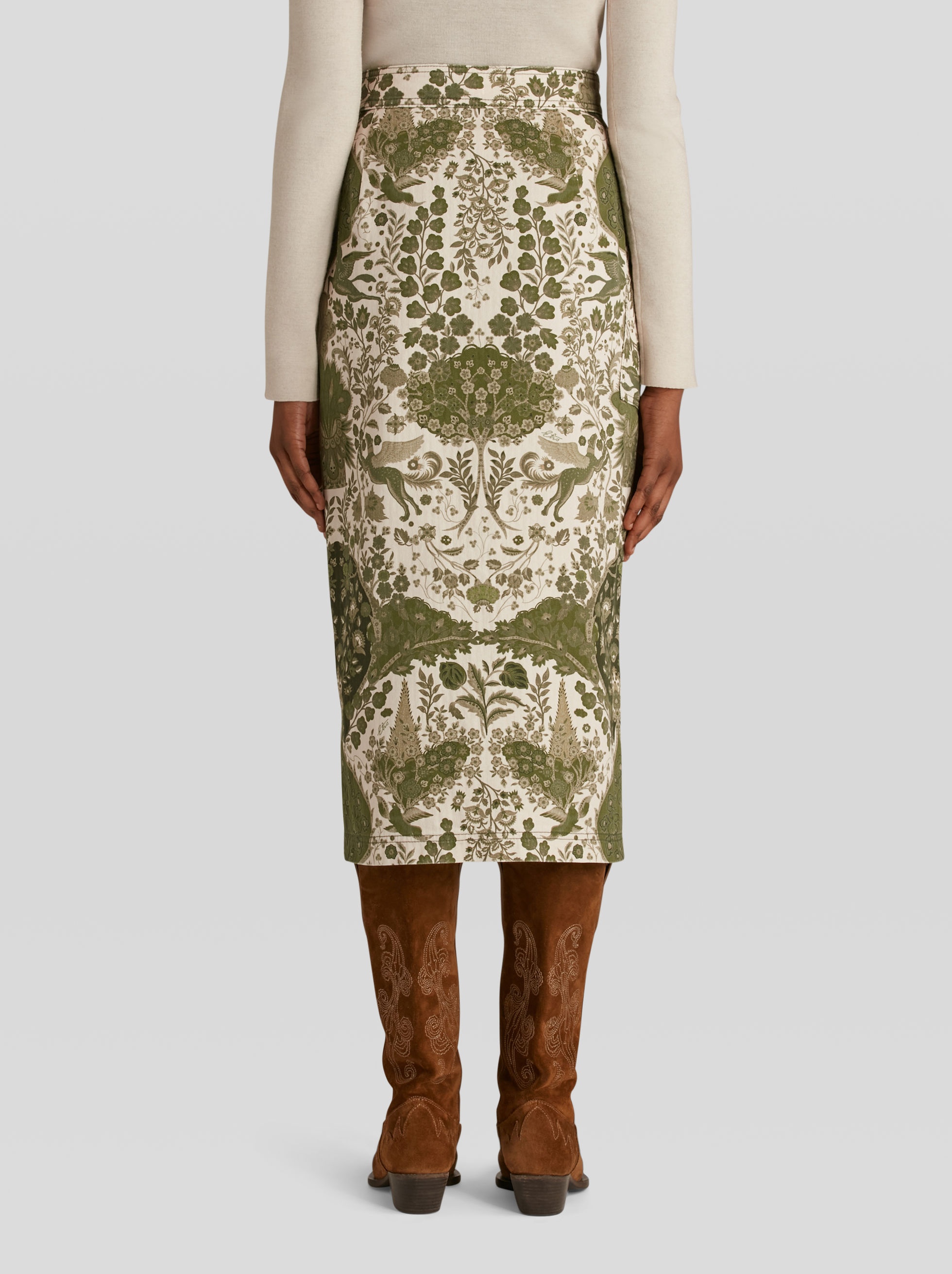 PRINTED COTTON WRAP SKIRT - 4