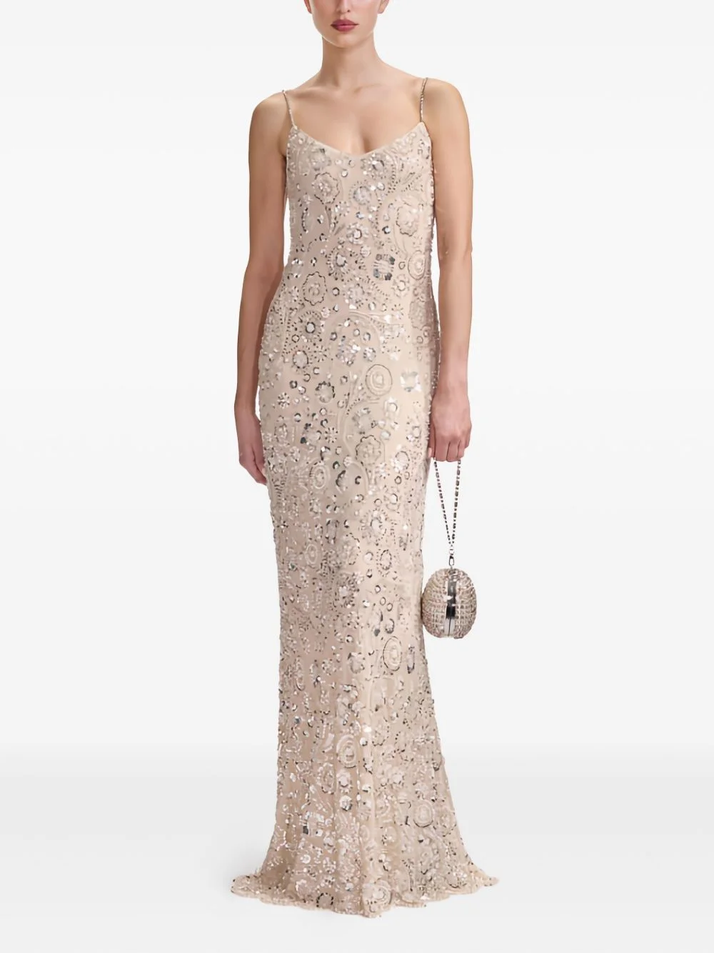 embellished spaghetti-strap dress - 1