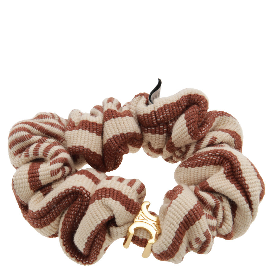 Celine Striped Detailed Cotton Scrunchy - 3