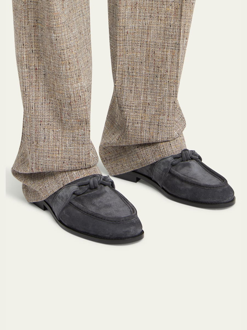 Bottega Veneta Men's Astaire Knot Suede Loafers outlook