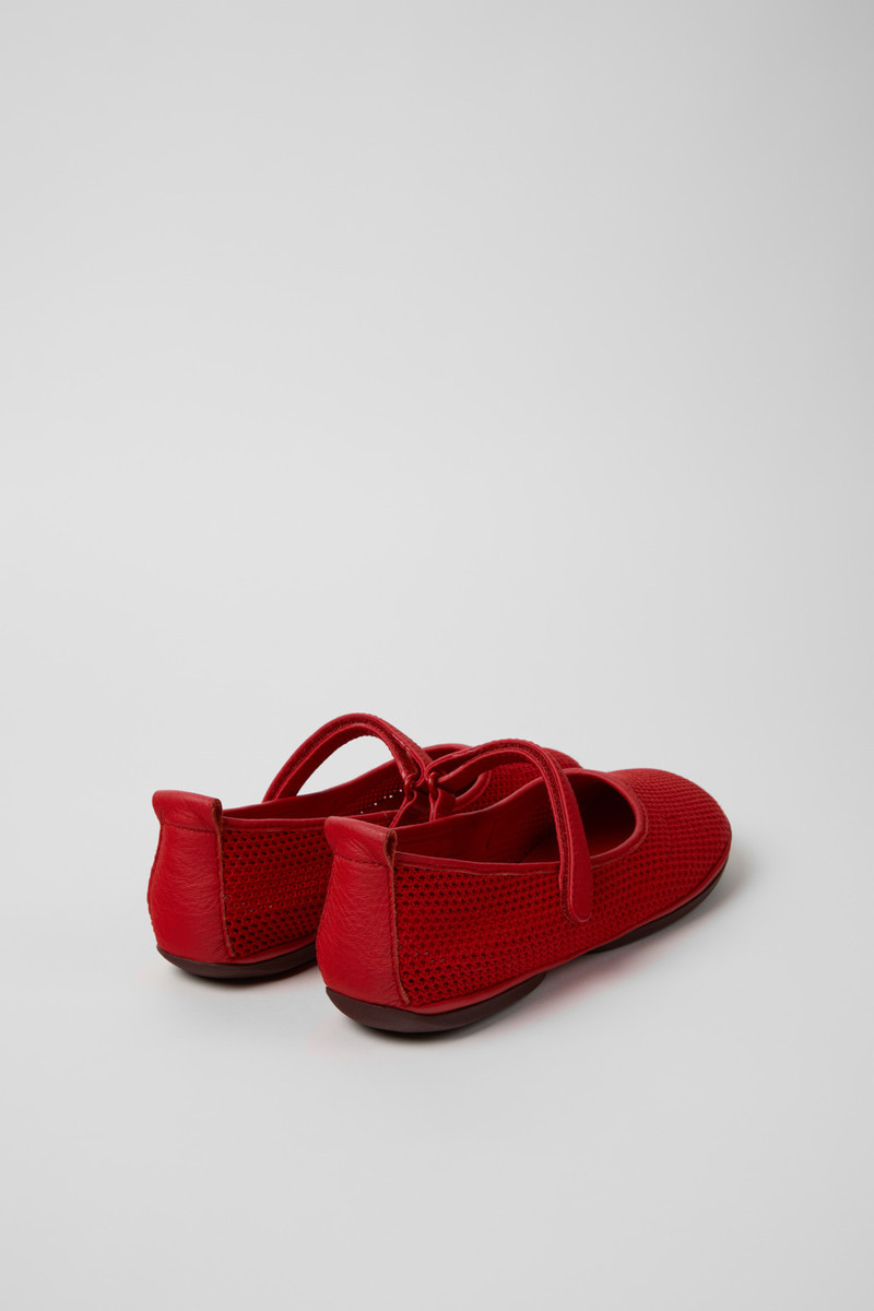 CAMPERLAB Red Tencel Mesh and Leather Ballerinas for Women. outlook