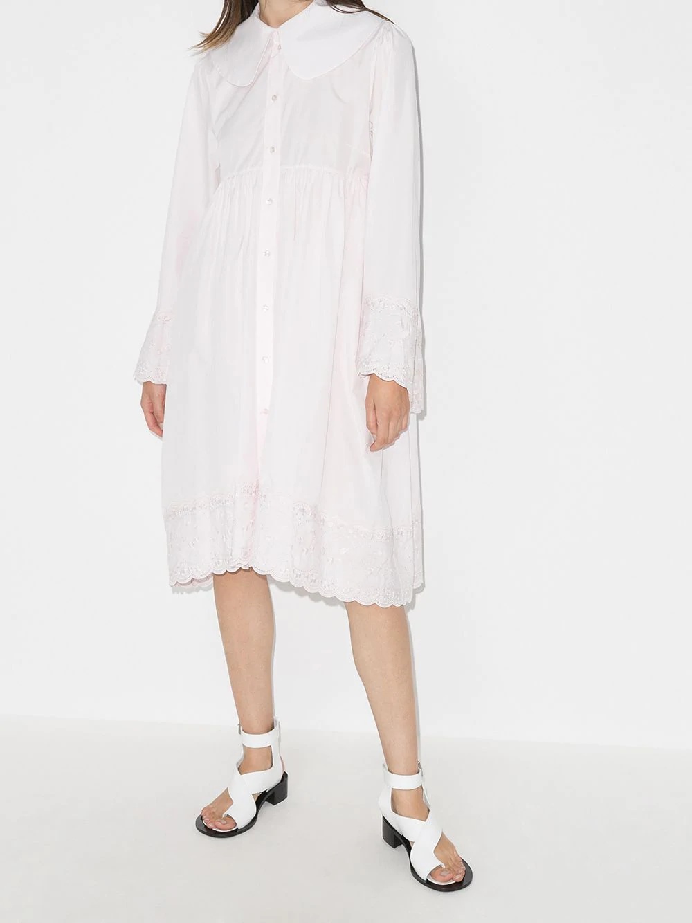 lace-trim shirt dress - 2