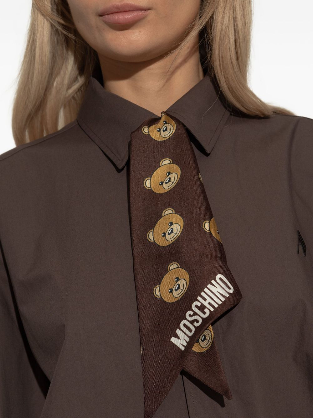 teddy-print silk scarf - 4
