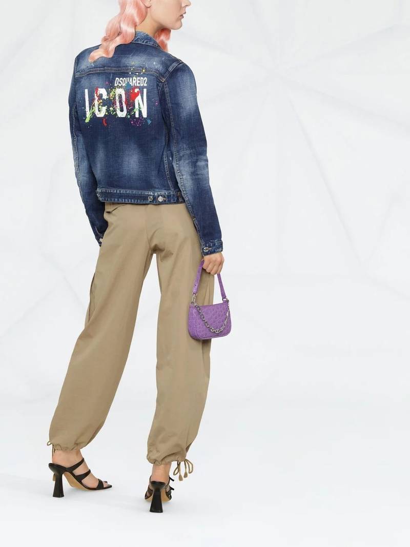 DSQUARED2 Icon paint-splatter denim jacket outlook