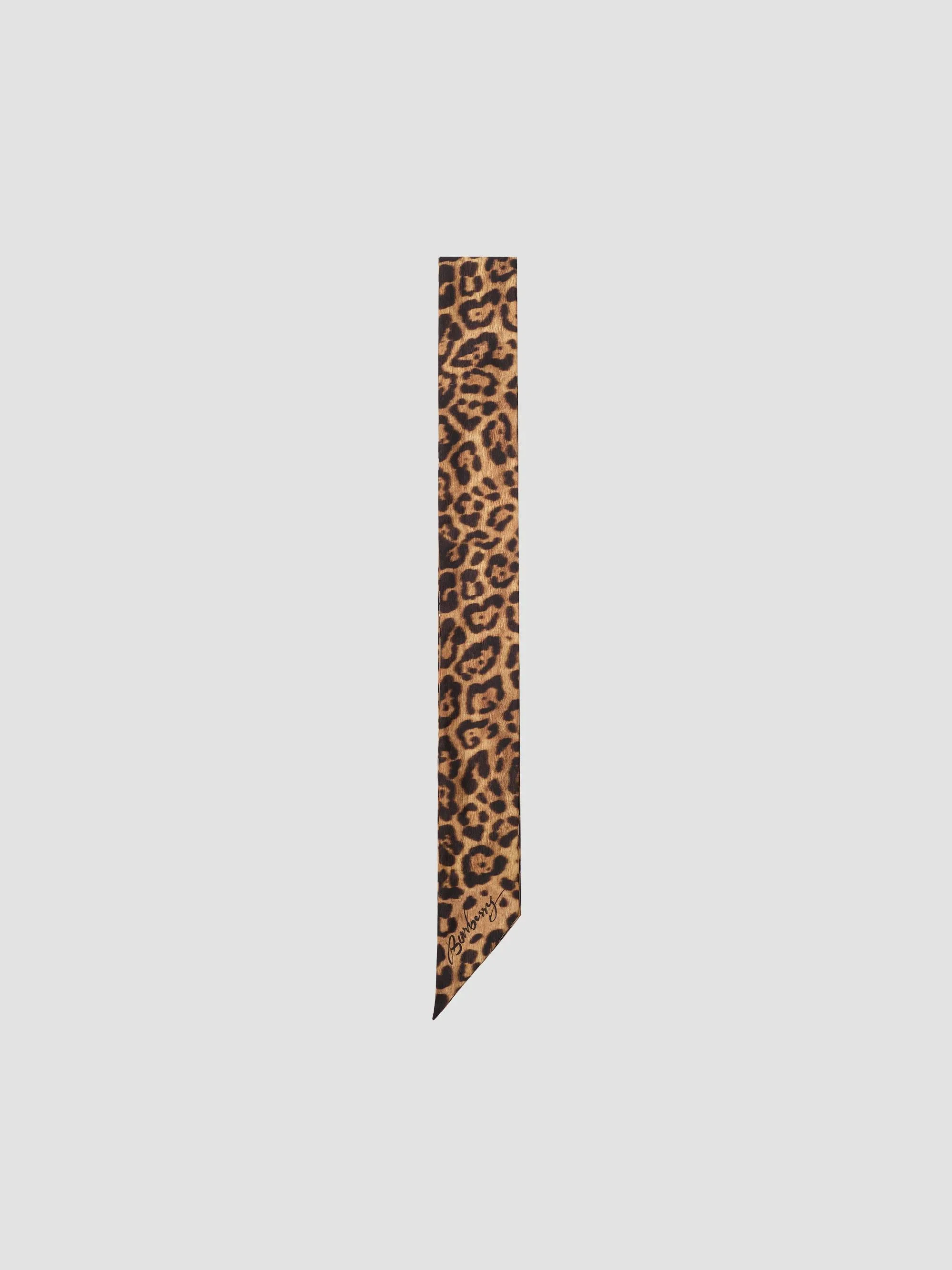 Women's Leopard Print Silk Reversible Skinny Scarf - Beige - 1