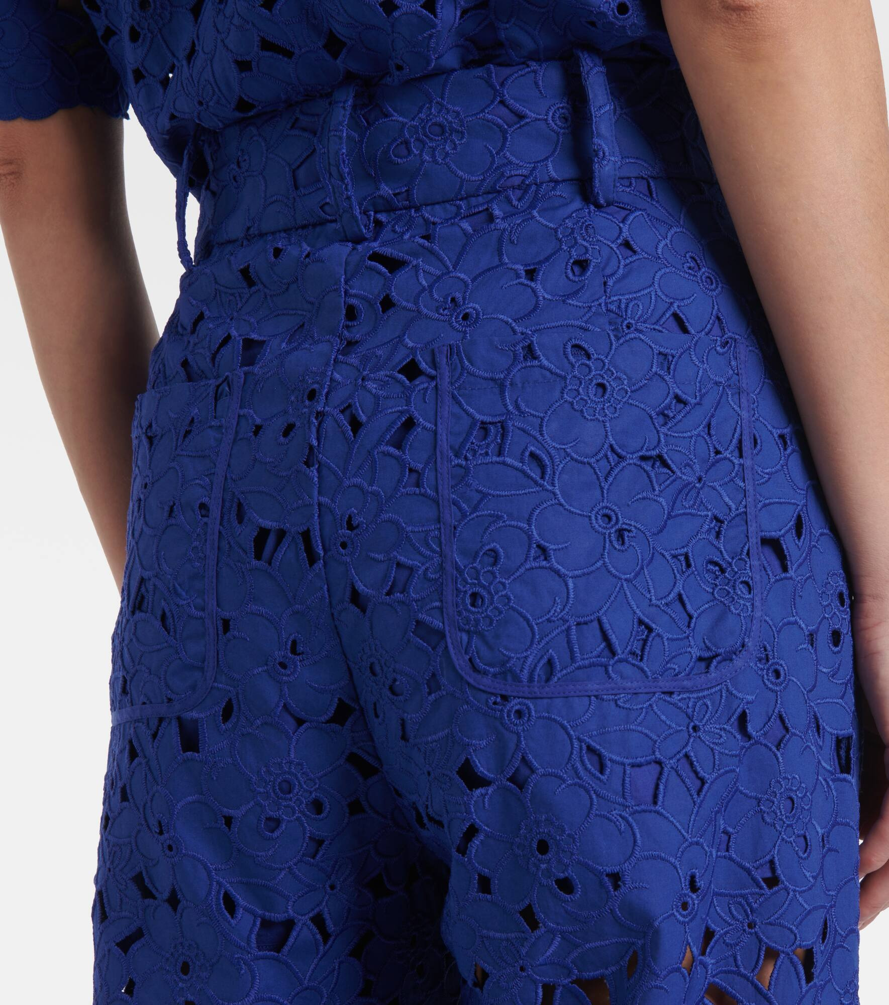 Zaffre broderie anglaise cotton flared pants - 5