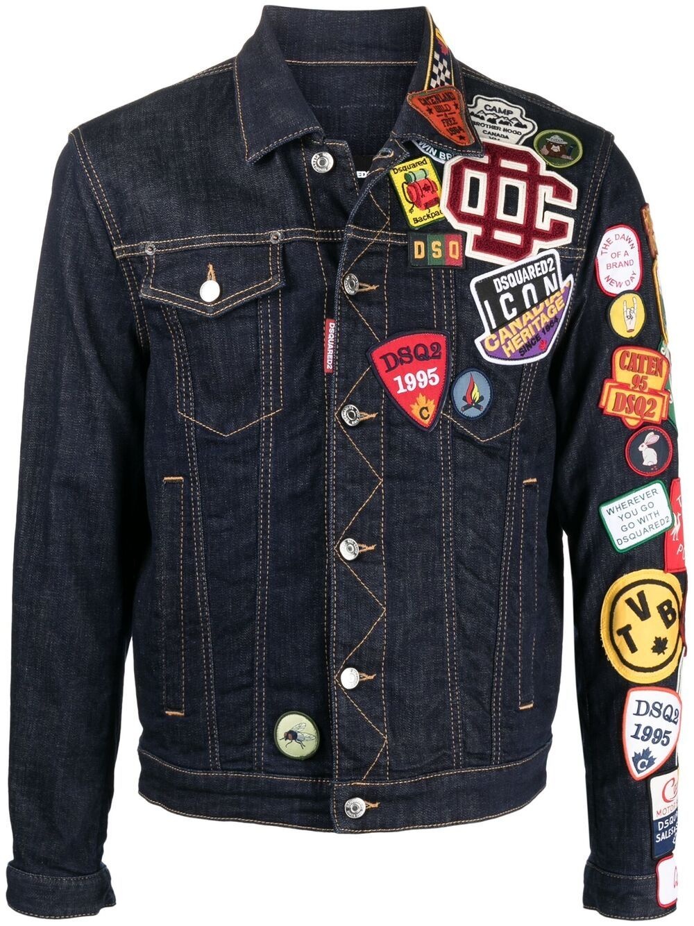 patch-embellished denim jacket - 1