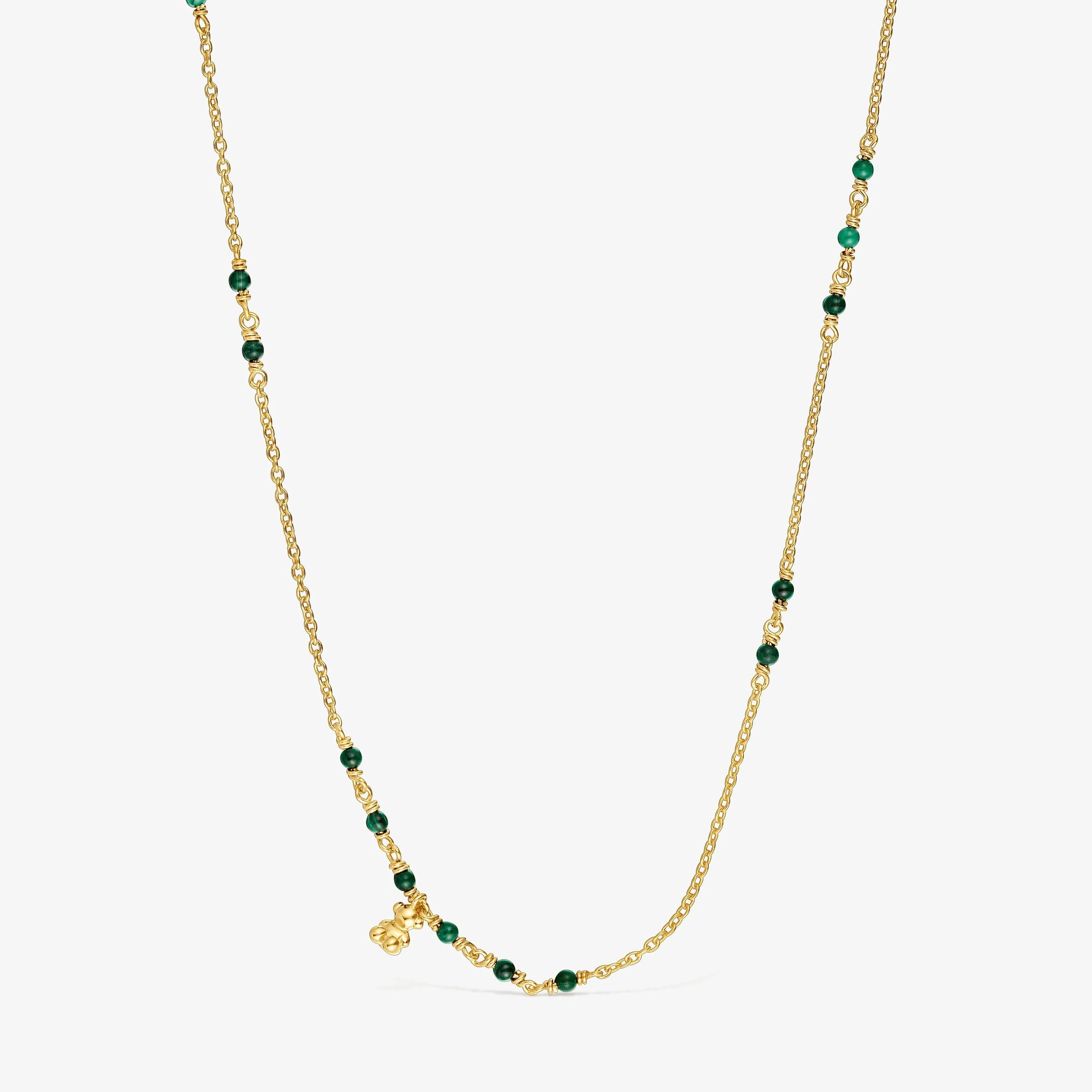 Silver vermeil and malachite Necklace Bold Bear - 1