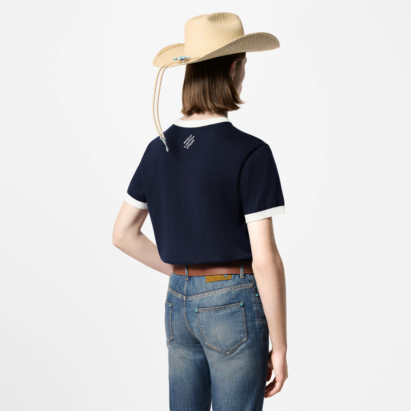 Graphic Intarsia Short-Sleeved Cotton Crewneck 5