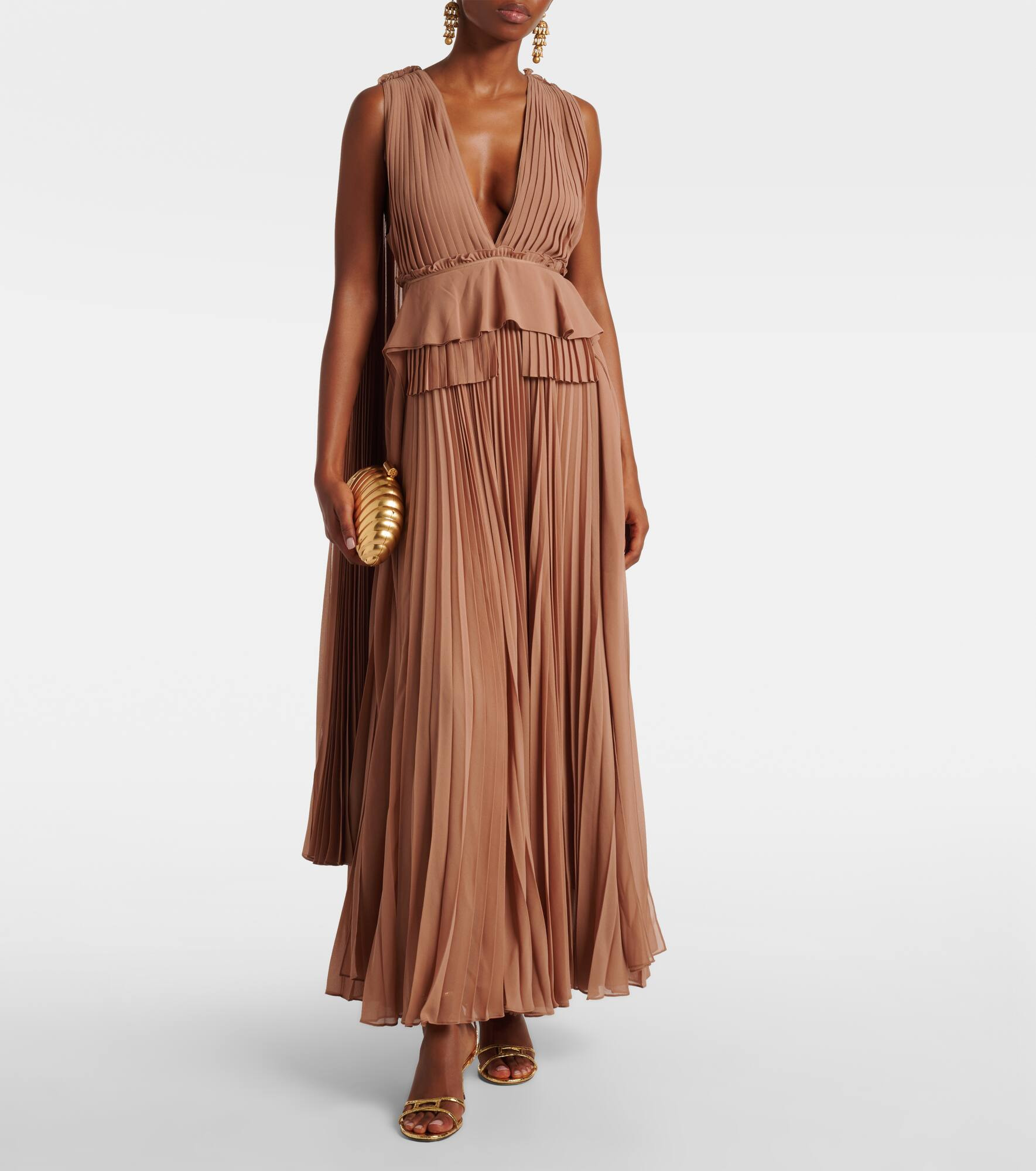 Memento plissé caped maxi dress - 2