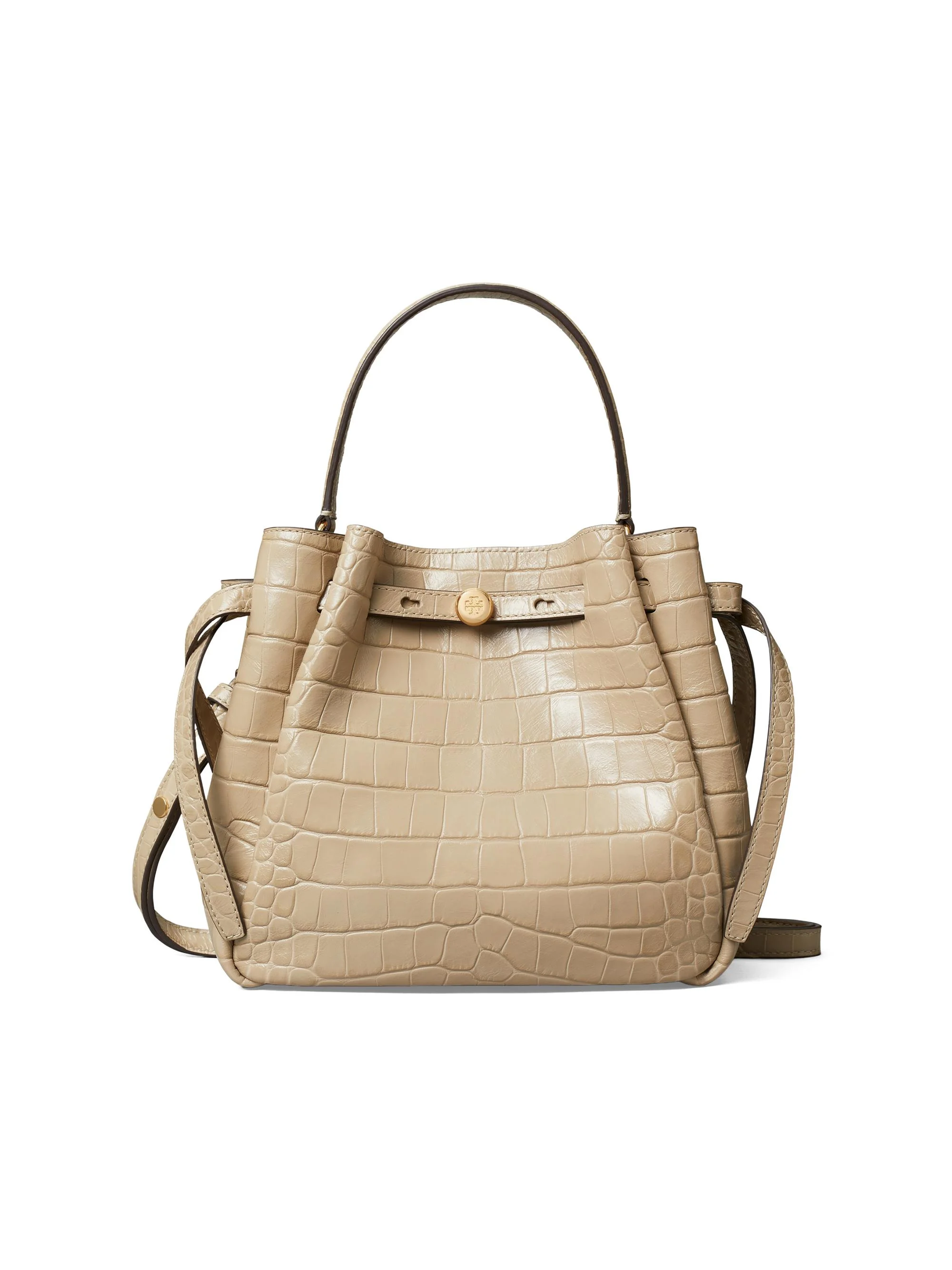 Women's Romy Croc-Embossed Leather Bucket Bag - Ginger Leaf - 1