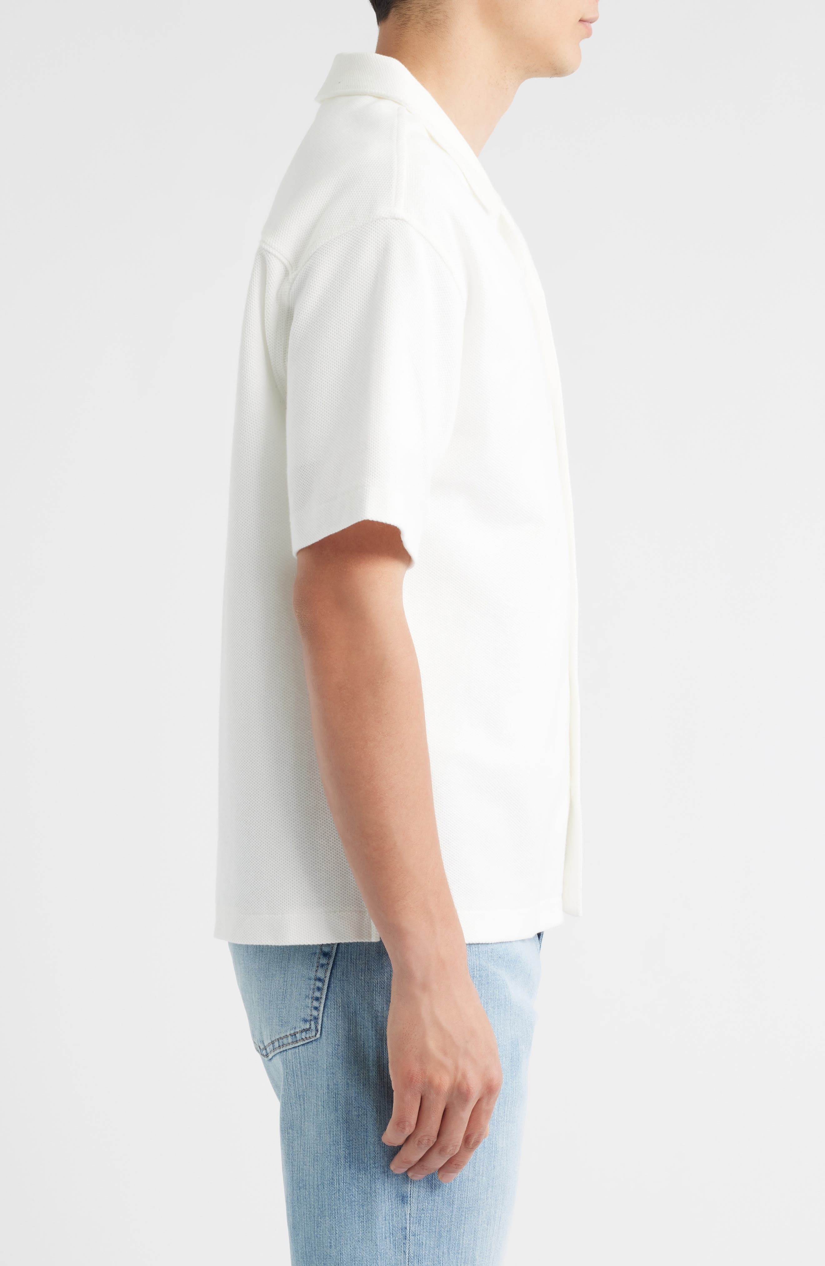 FRAME Relaxed Jacquard Camp Shirt in White at Nordstrom - 4