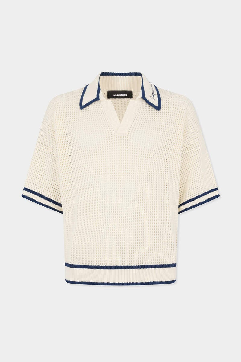 OPEN WORK KNIT POLO 1