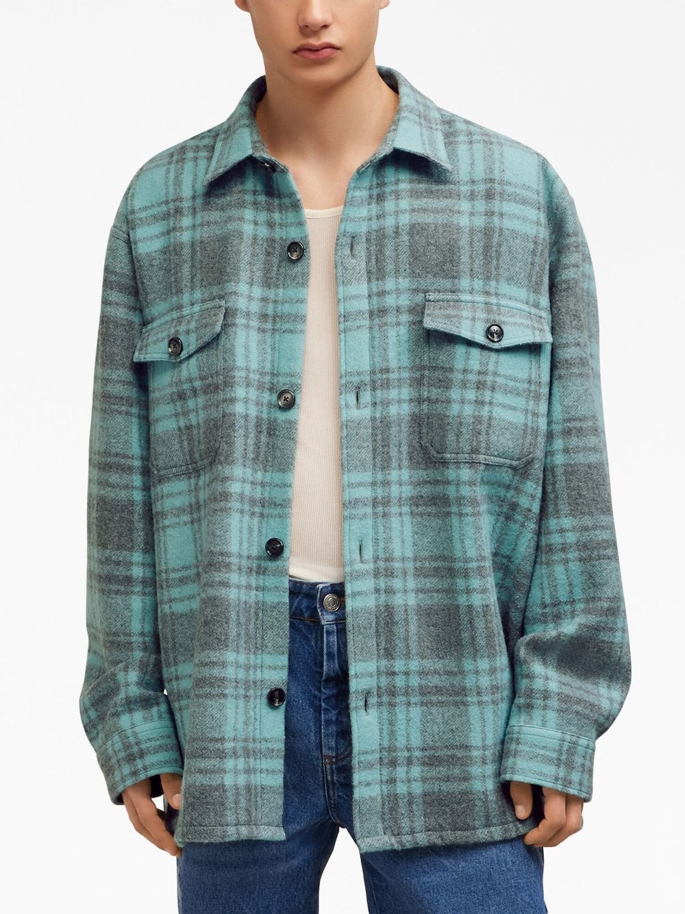 plaid wool shirt jacket - 4