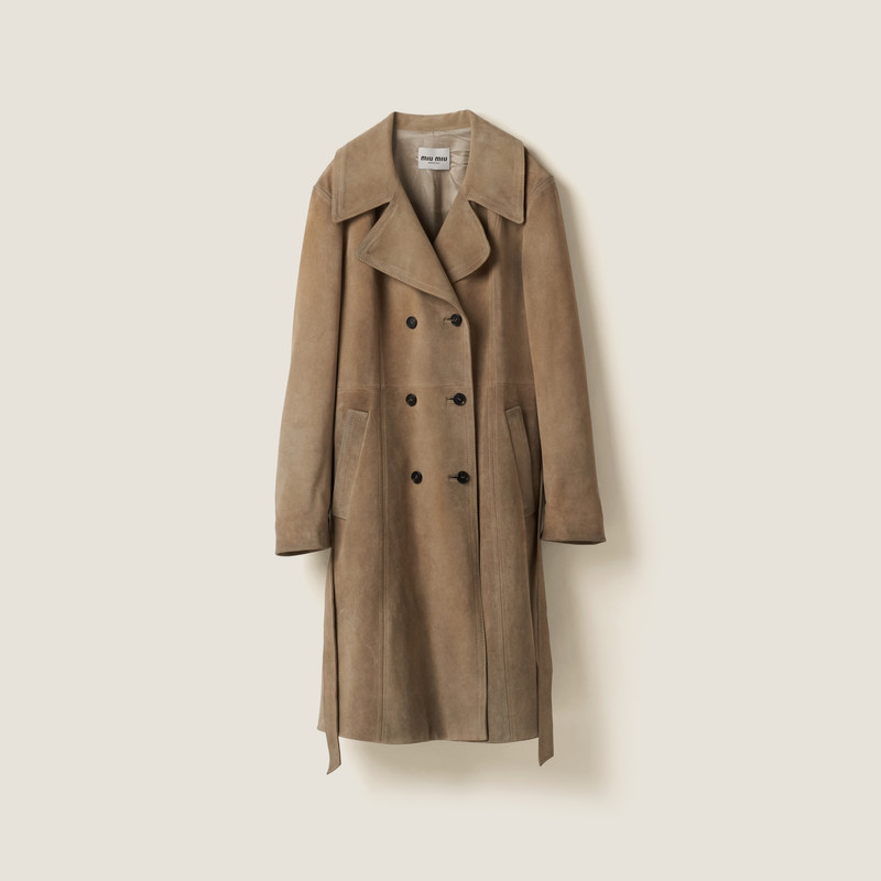 Double-breasted suede coat - 1