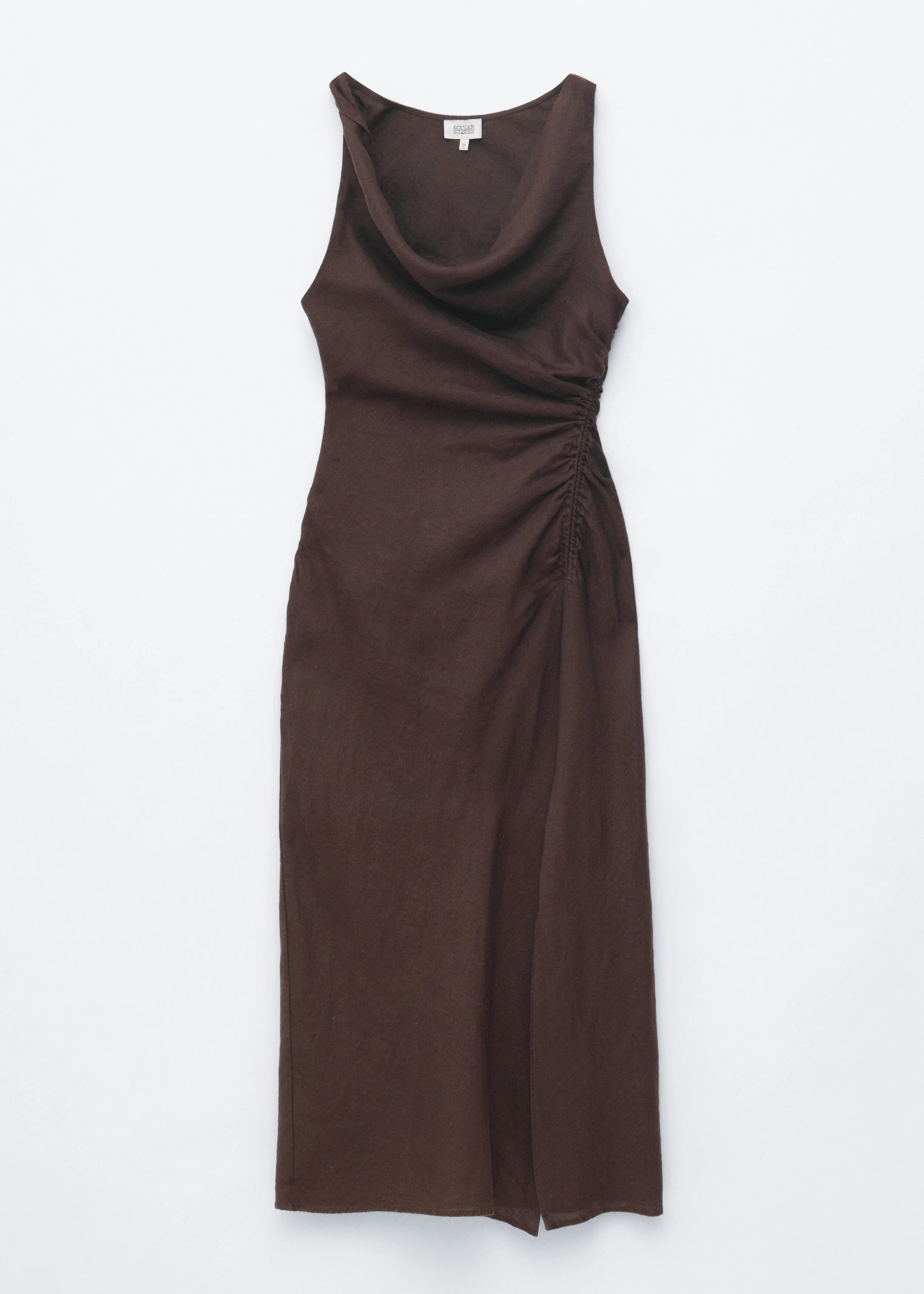 Twist-Strap Linen Midi Dres - 1