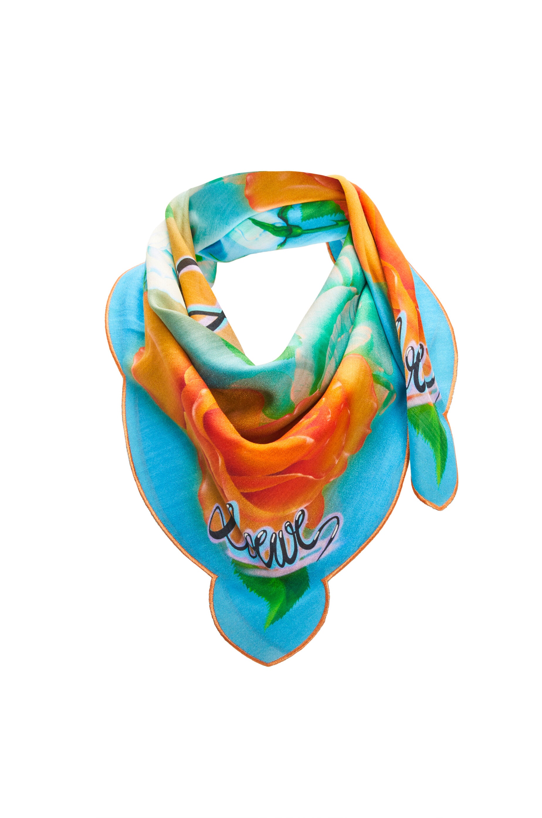Roses scarf in cotton and silk - 2