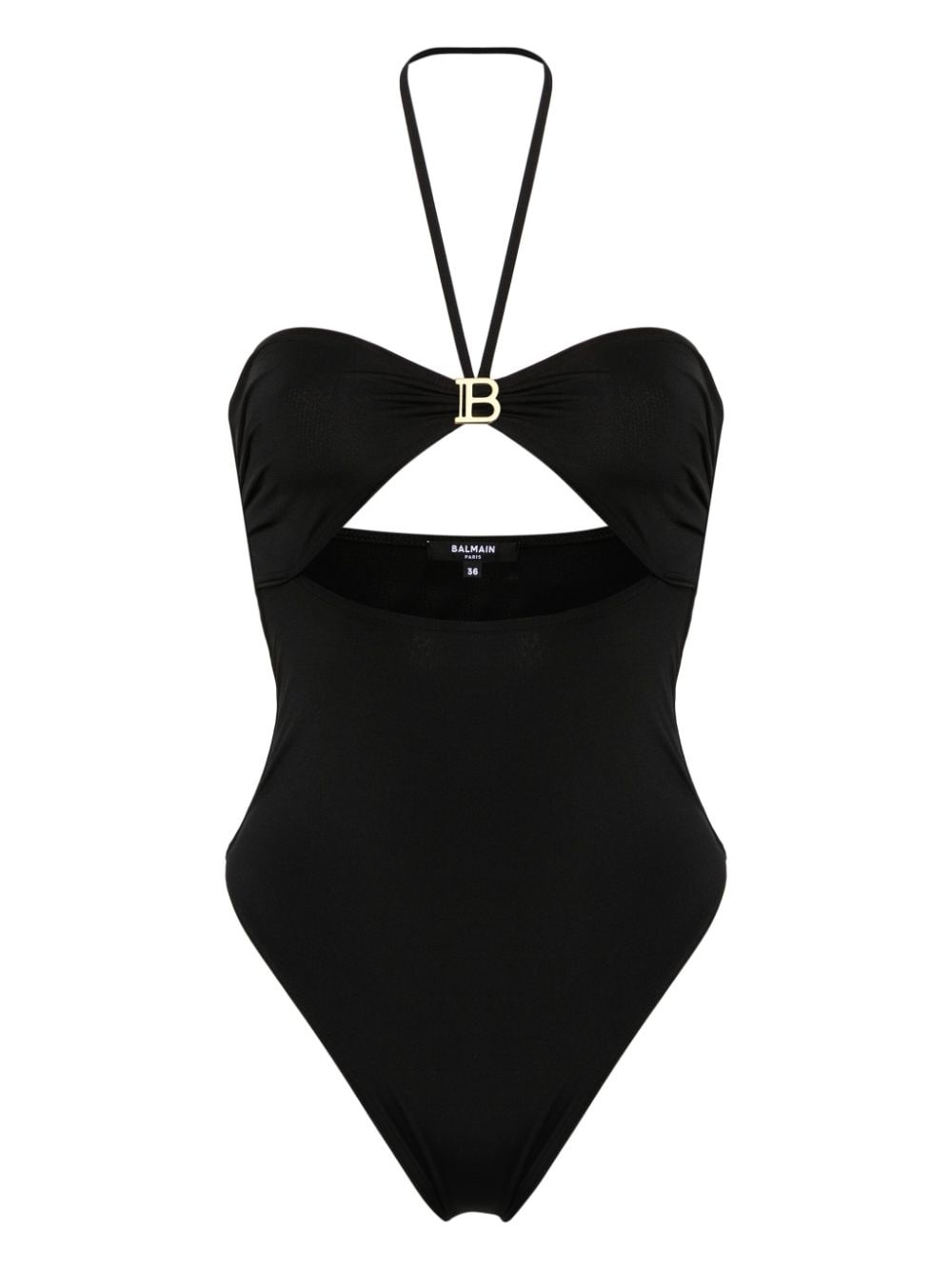 logo-plaque halterneck one-piece - 1