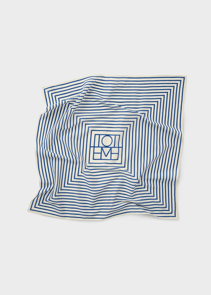 Signature monogram silk cotton scarf cobalt - 8