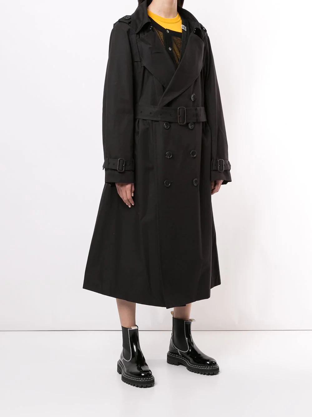 oversized belted waist trench coat - 3