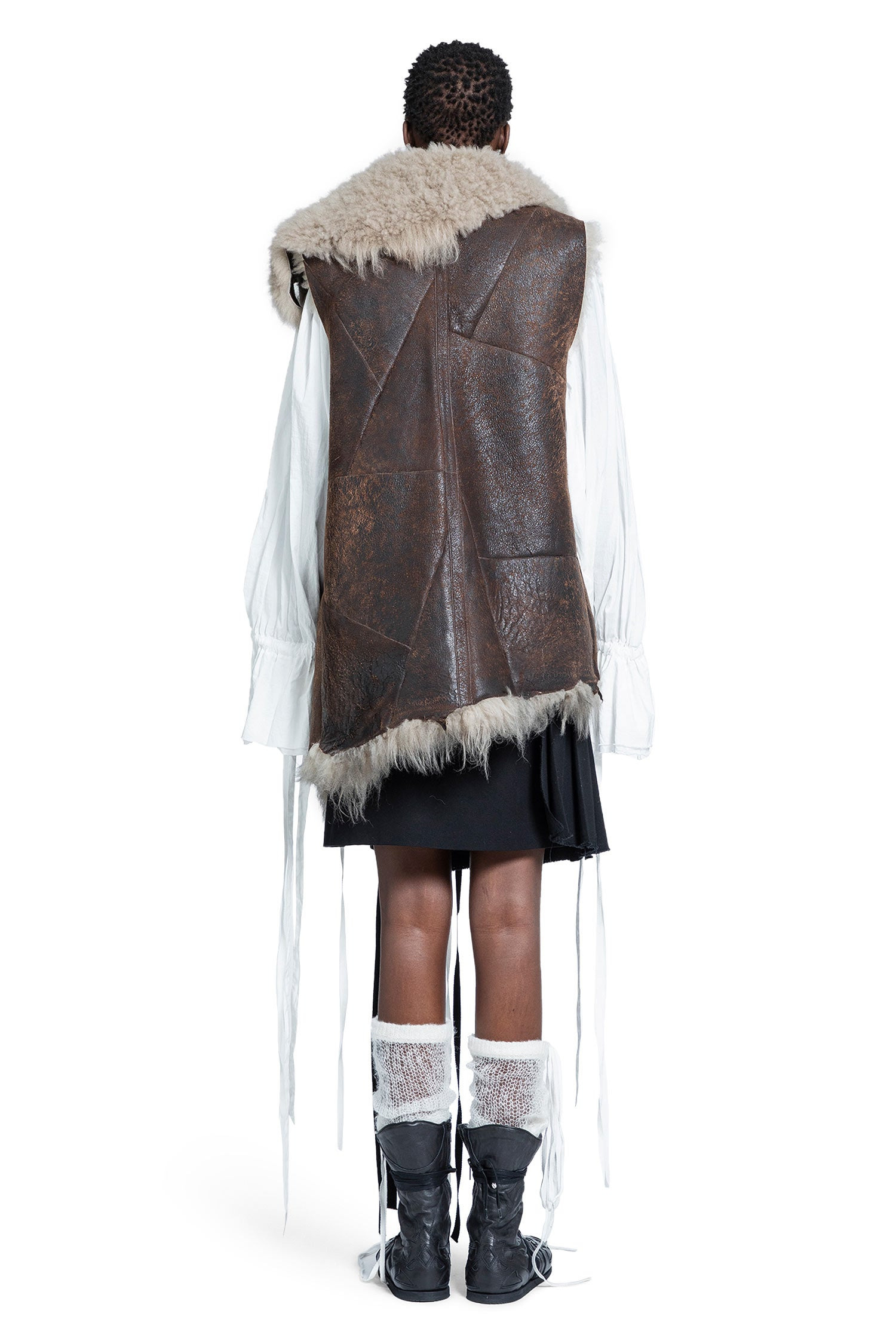 Aleid Asymmetric Shearling Vest - 4