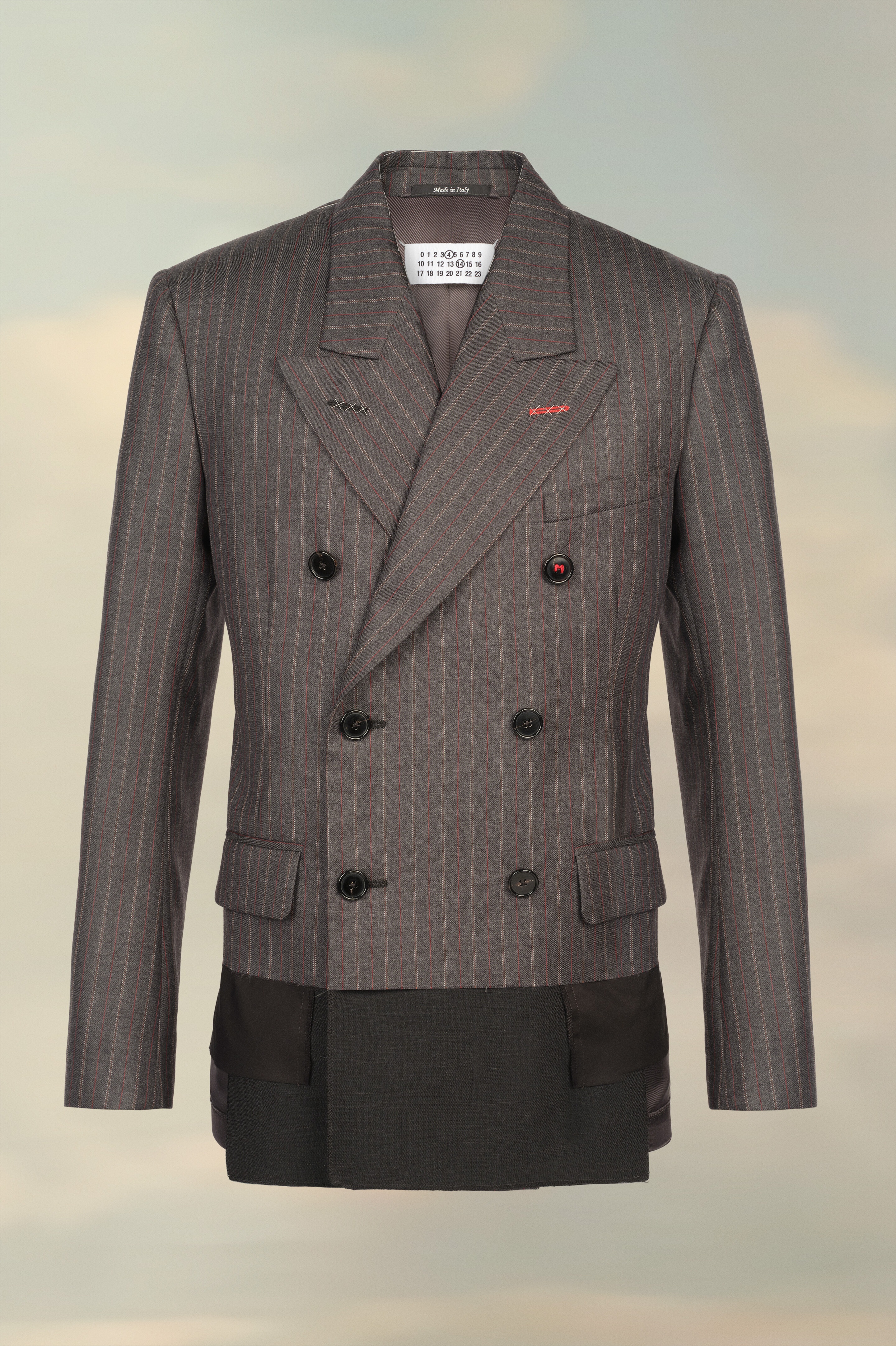 Pinstriped reversible wool jacket