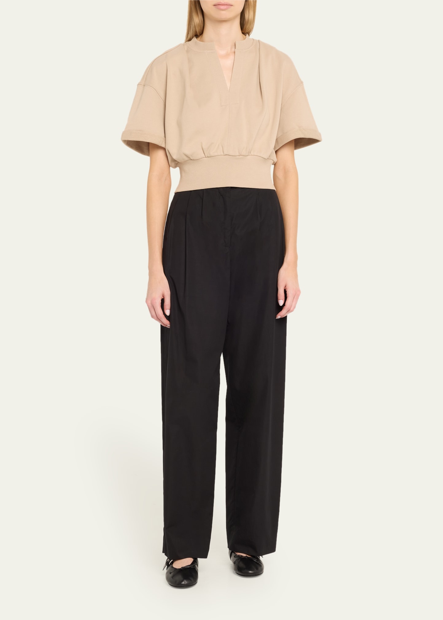 Short-Sleeve Cropped Sweatshirt - 2