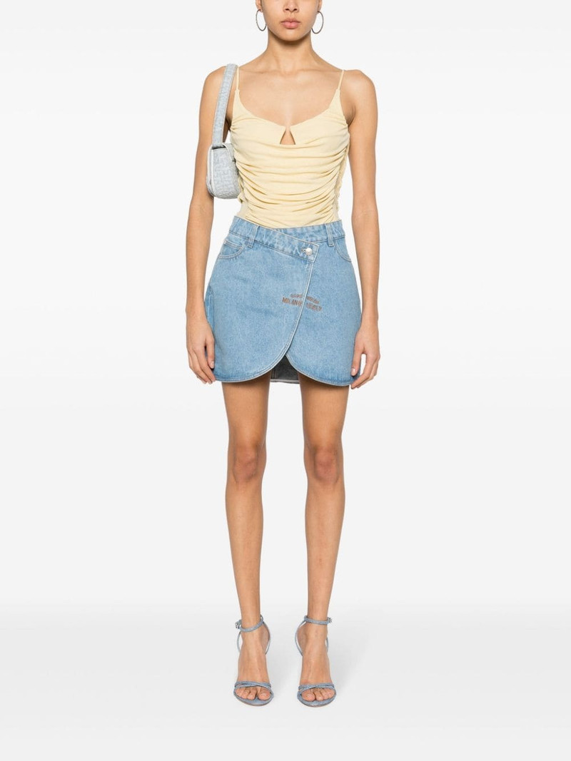 GCDS logo-embroidered mini denim skirt outlook