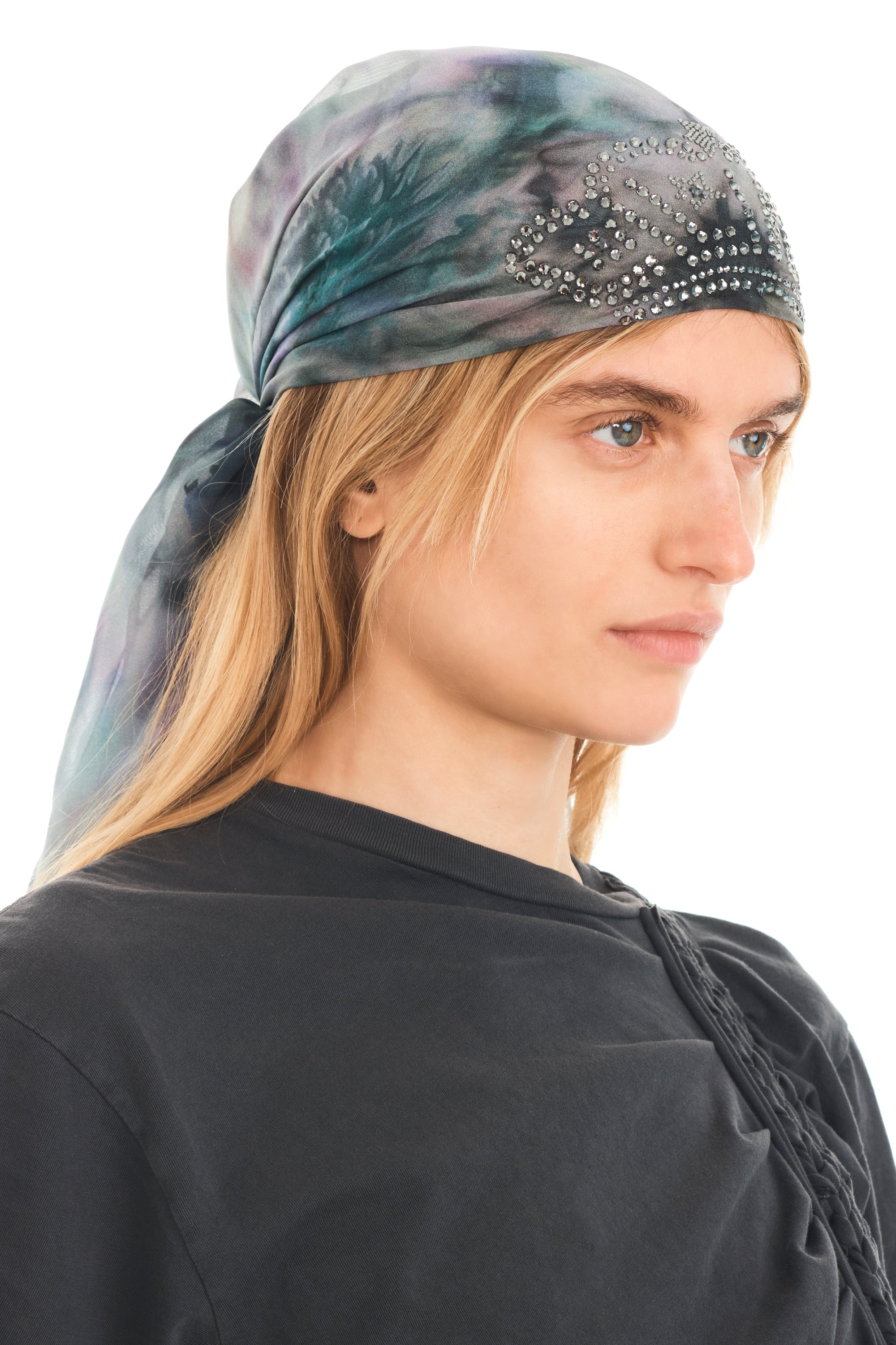 STAINED FLORAL PRINCESS FOULARD SCARF - 4