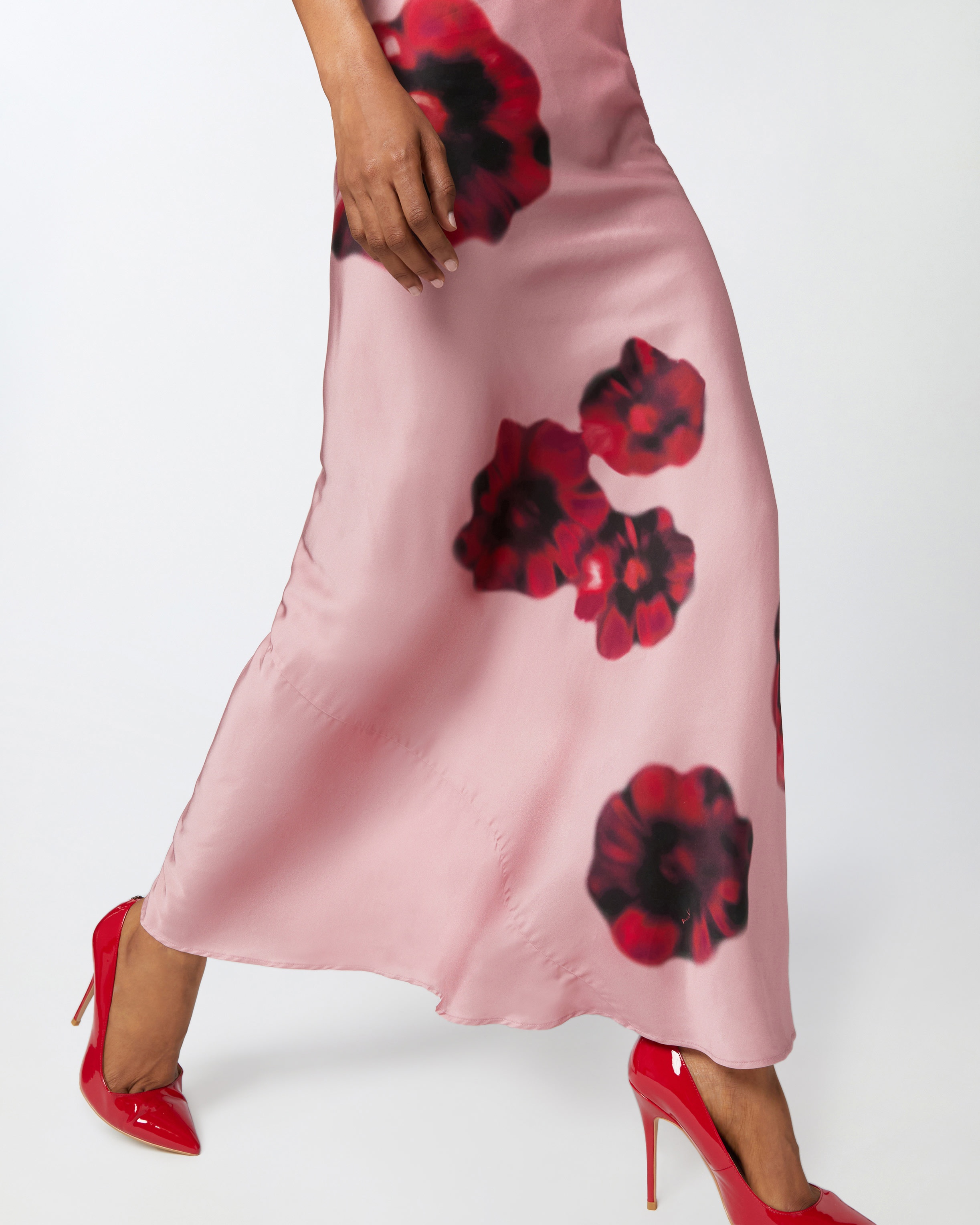 LONG SATIN SKIRT WITH FLORAL PRINT - 5