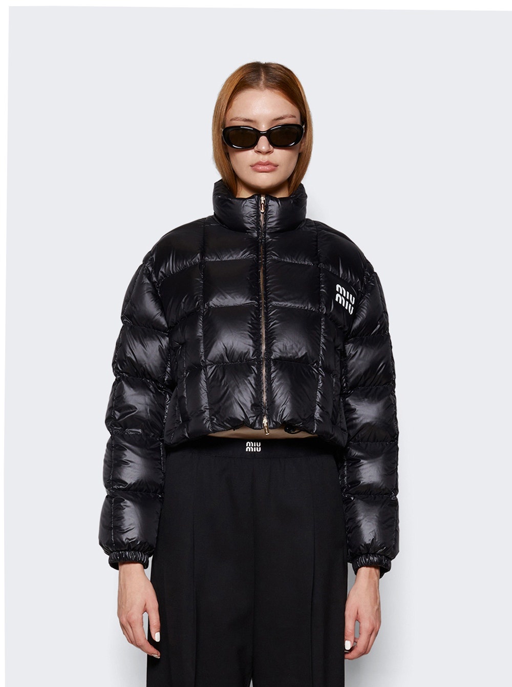 Cropped Nylon Down Jacket Black - 3