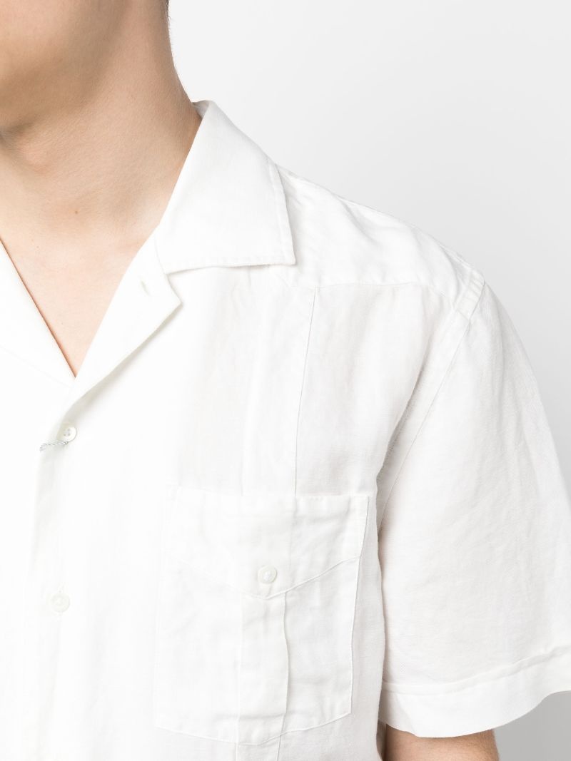 camp-collar linen blend shirt - 5