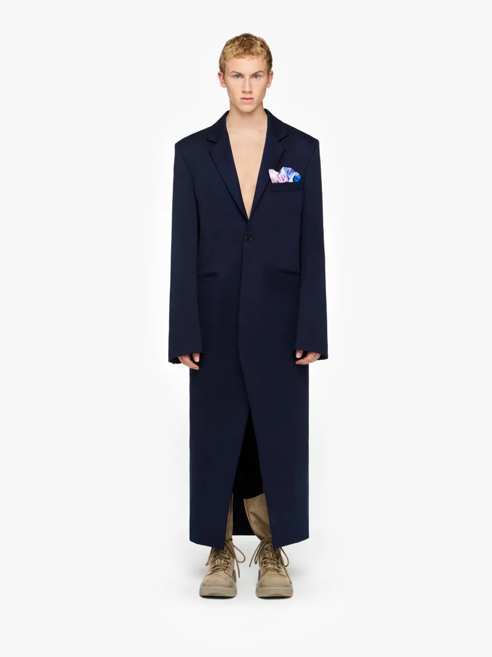 LONG COAT WITH SATIN HANDKERCHIEF - 2