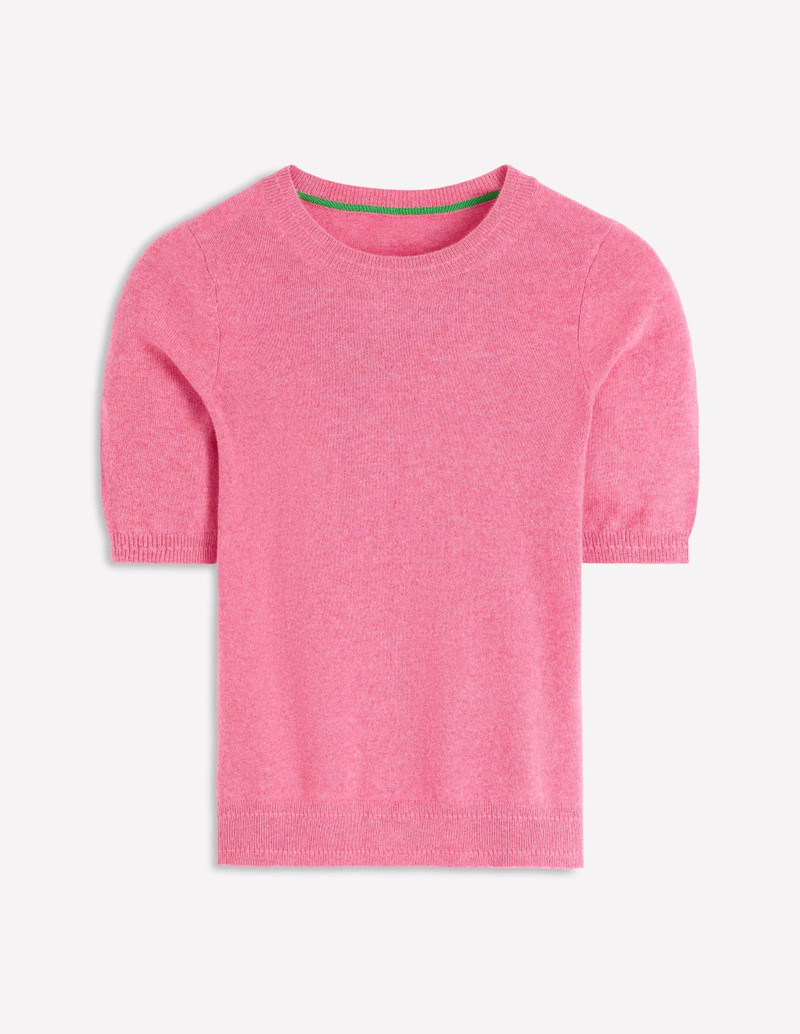 Eva Cashmere T-Shirt-Rose Pink Melange 7
