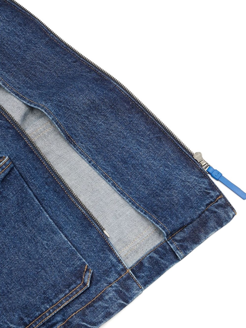 pleated zip-front denim jacket - 4