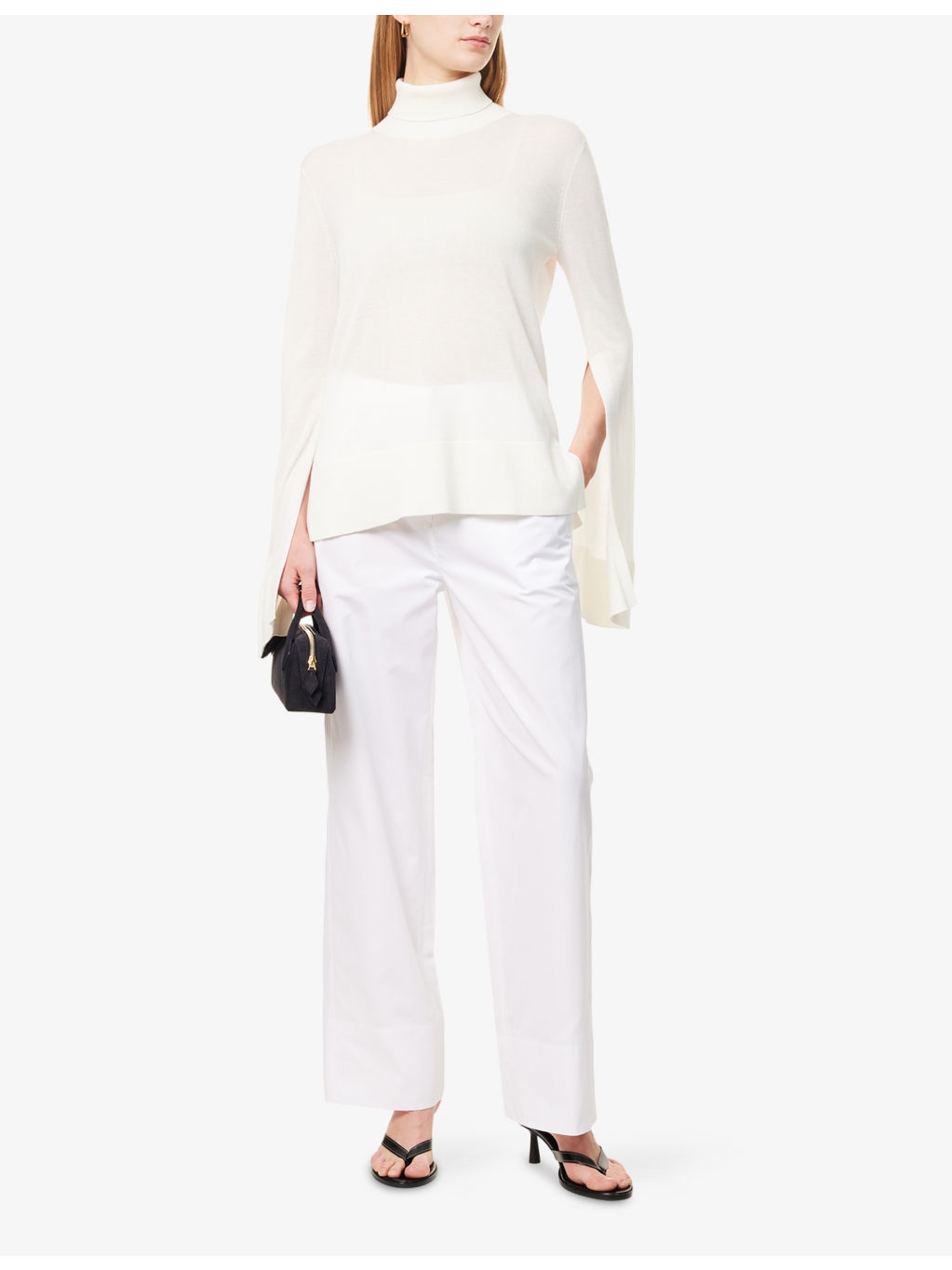 Twisted Seam Mid-Rise Cotton Trousers - 2