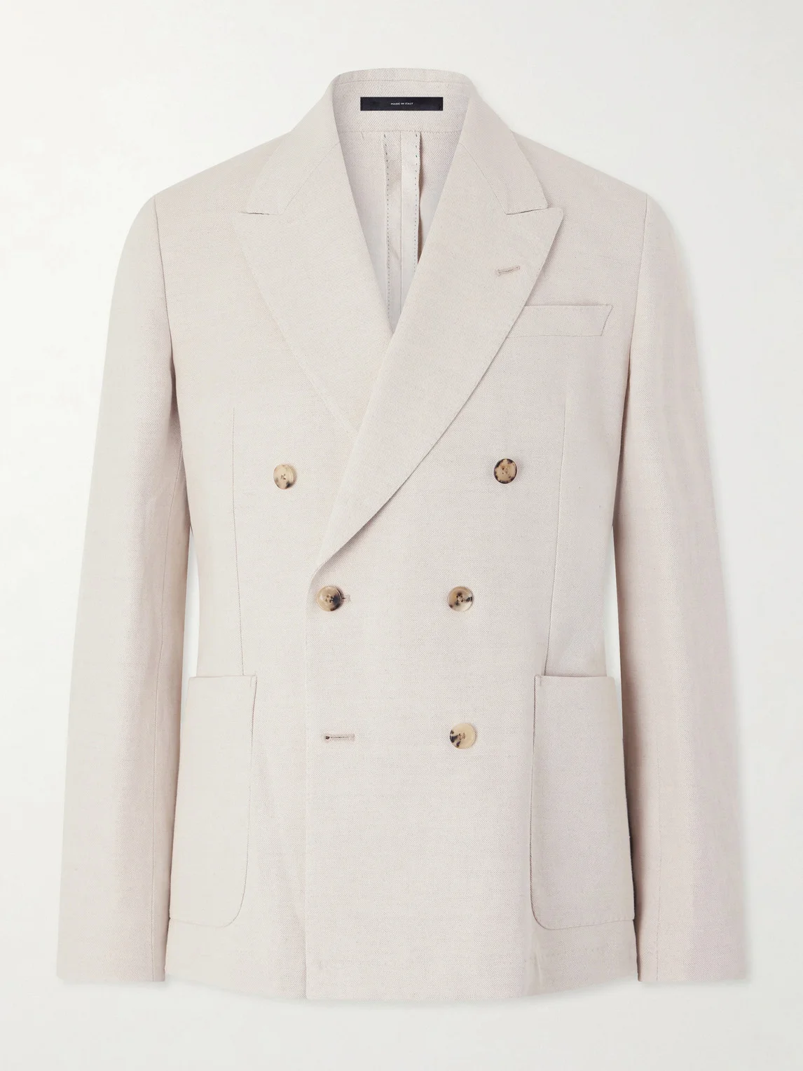 Double-Breasted Linen and Cotton-Blend Blazer - 1