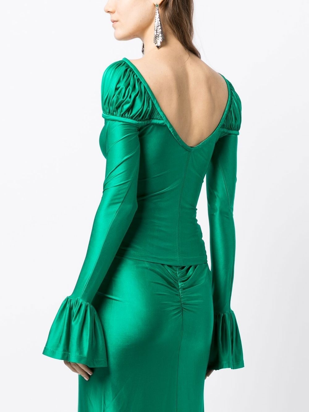 flounce-sleeved draped top - 4