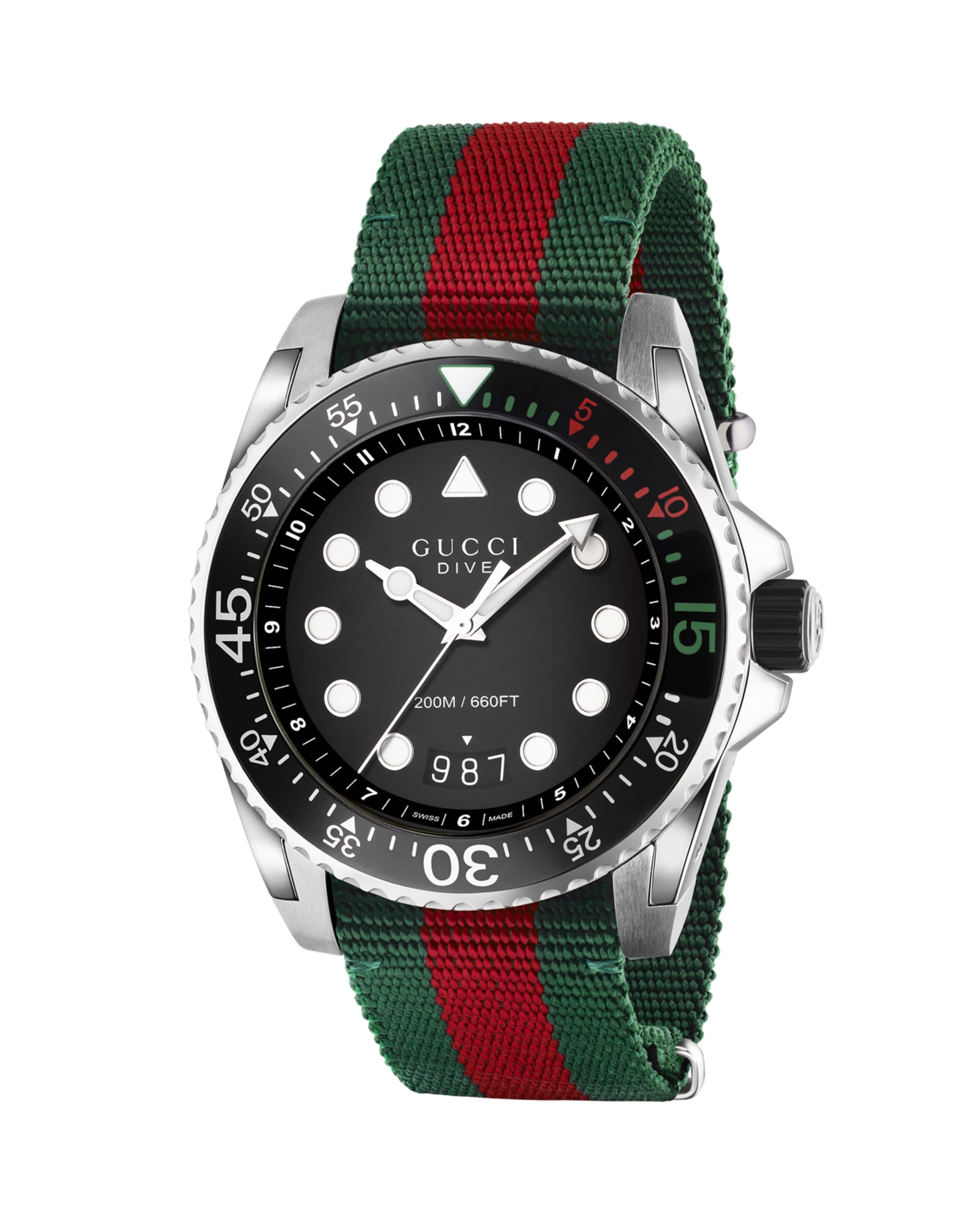 45mm Gucci Dive Watch w/ Nylon Web Strap - 1