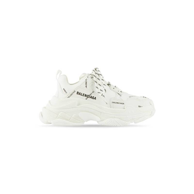 Women's Triple S Sneaker Allover Logo in White/black - 1