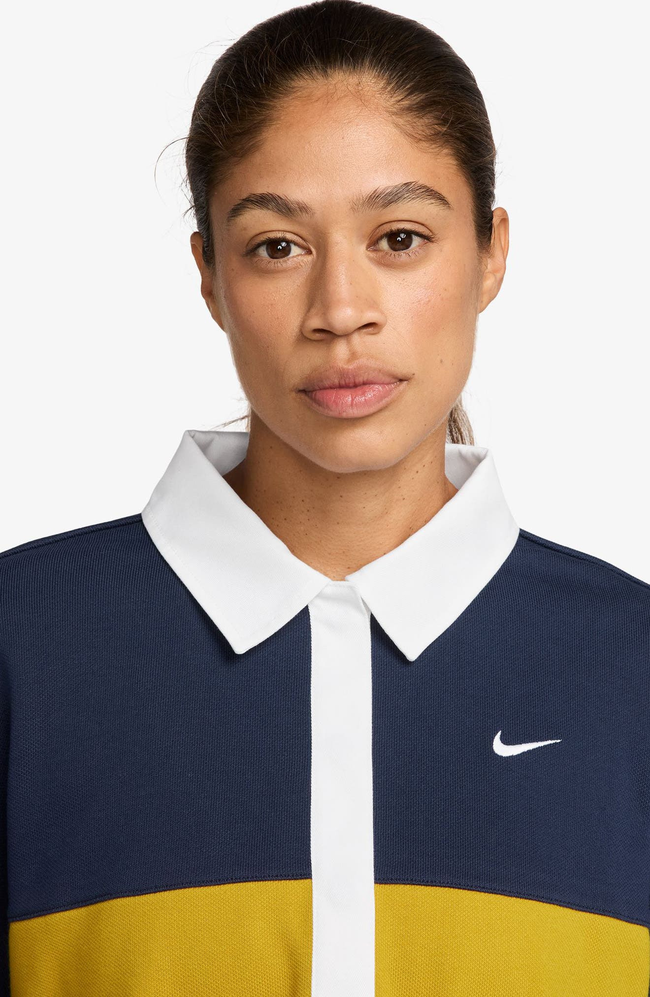Nike Sportswear Oversize Polo in Midnight Navy/Dark Sulfur at Nordstrom - 3