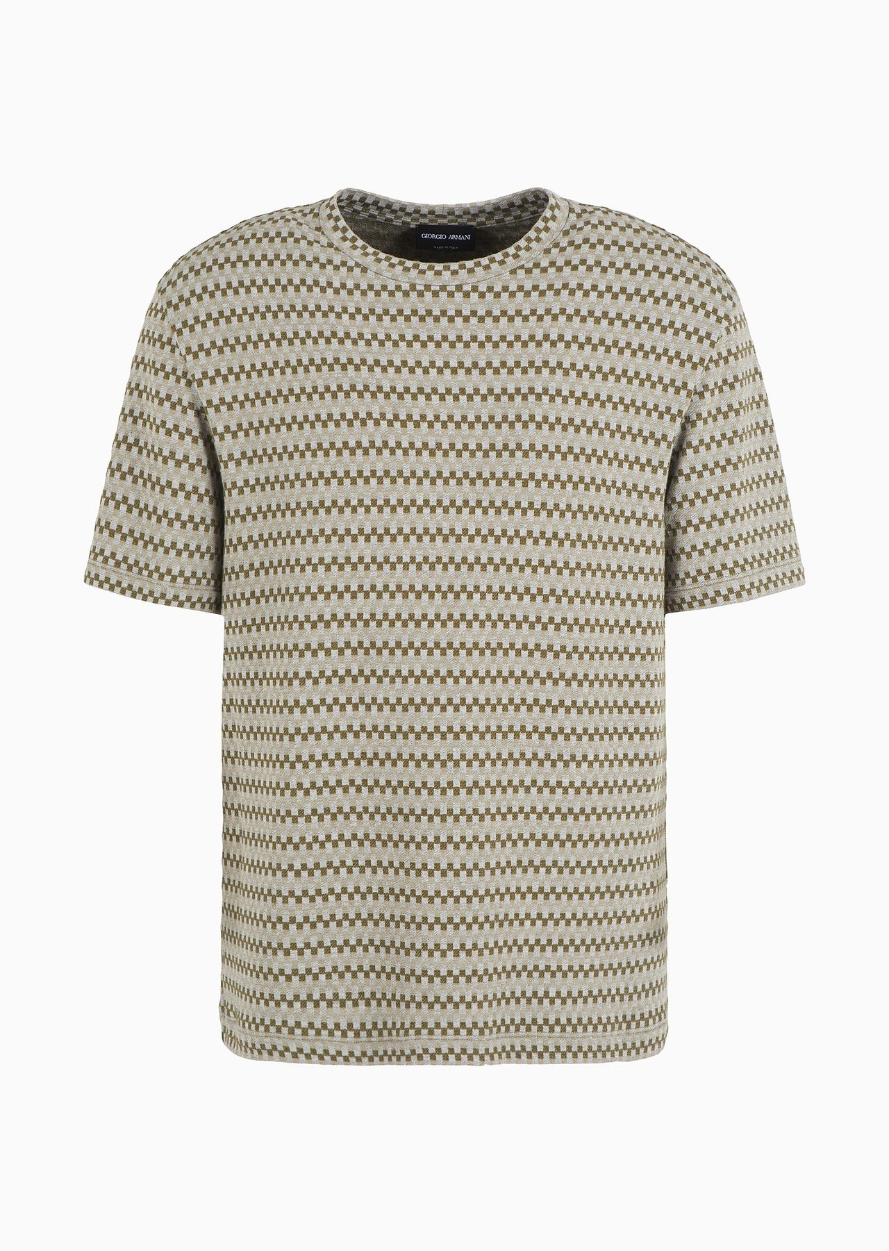 Stretch viscose jacquard jersey crew-neck T-shirt - 1