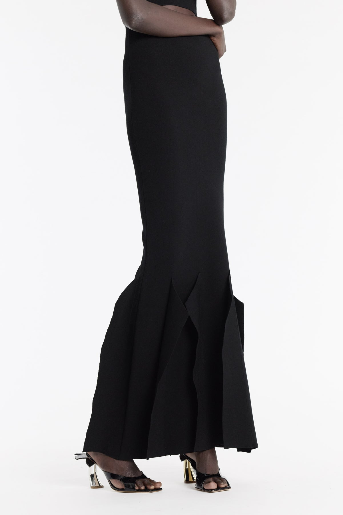 KNIT DRESS WITH HEM PANEL DETAIL BLACK - 7