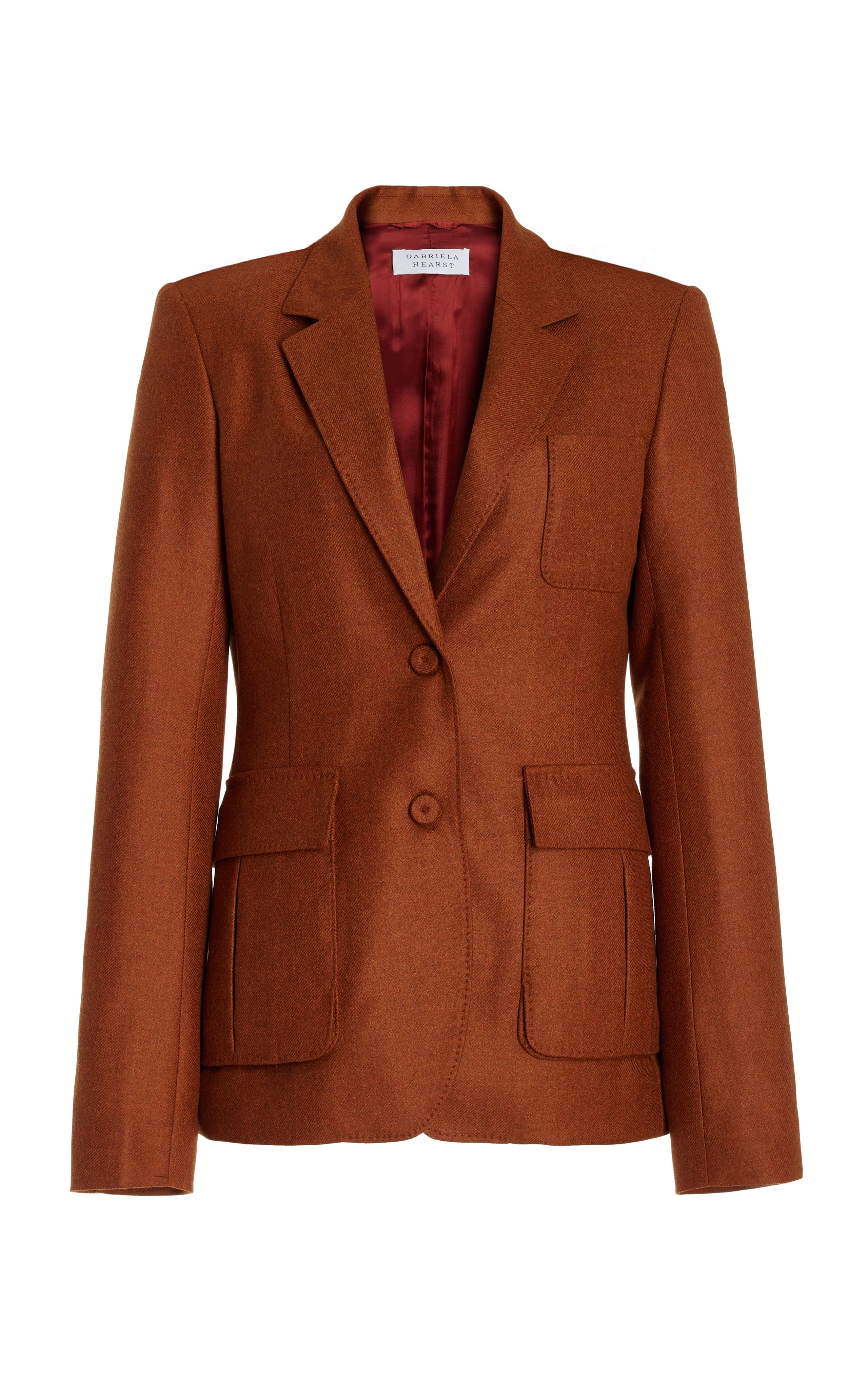 Louisa Blazer in Rust Melange Virgin Wool Cashmere Flannel - 1