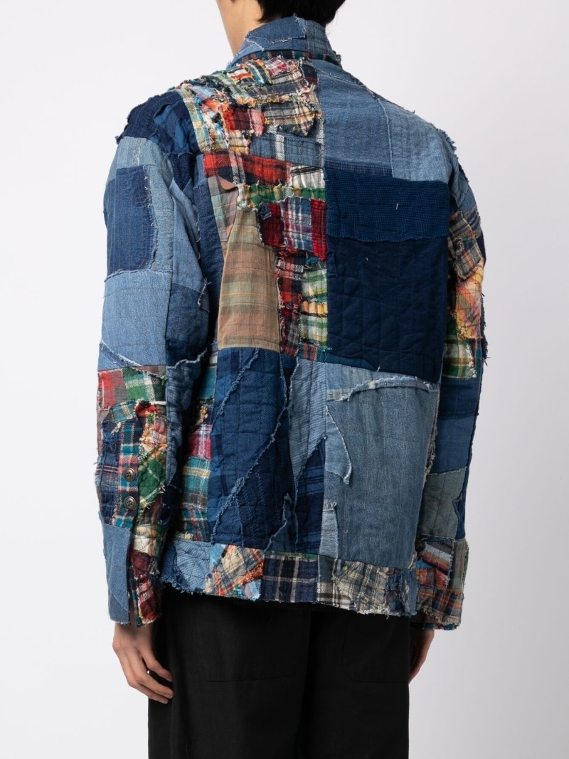 patchwork-design denim shirt - 4