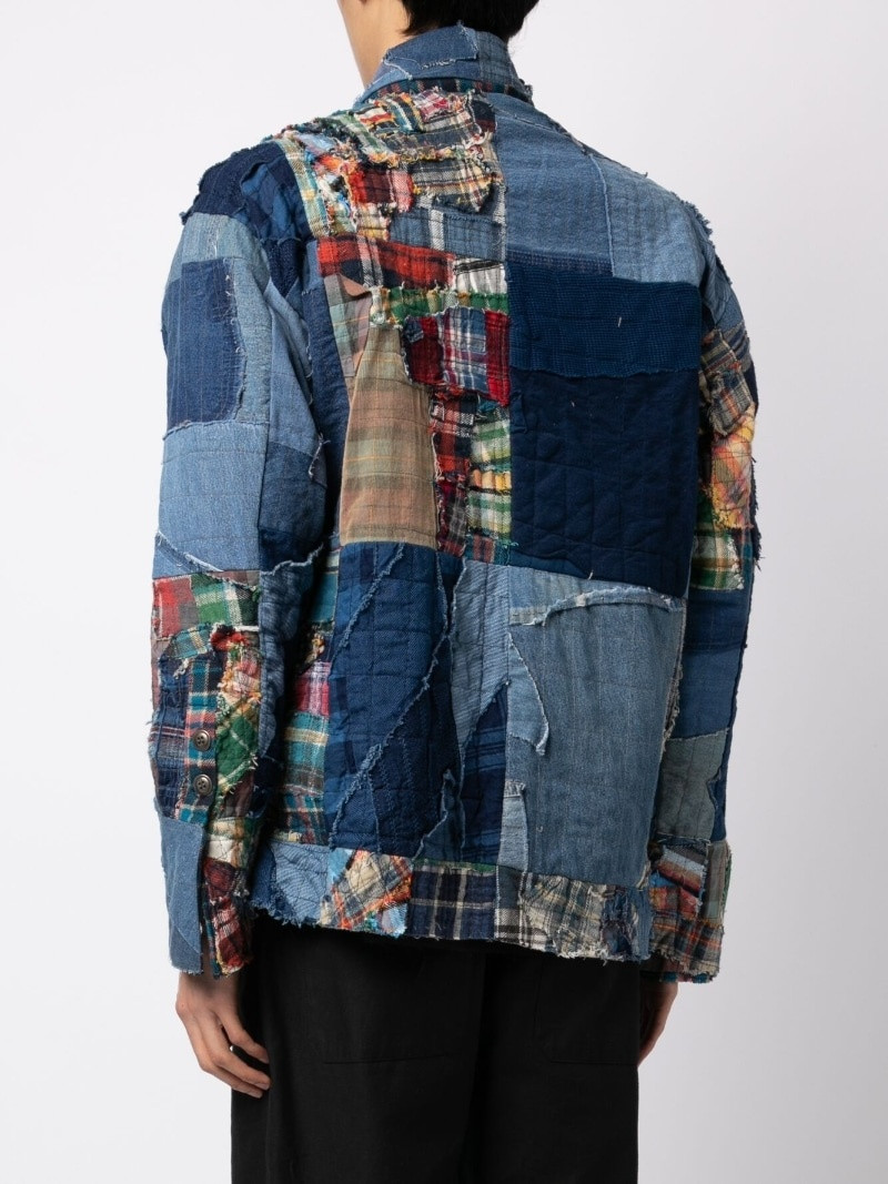 patchwork-design denim shirt 4