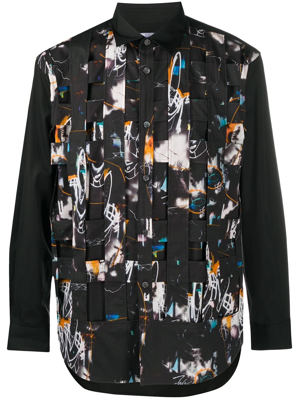 abstract print button-down shirt - 1