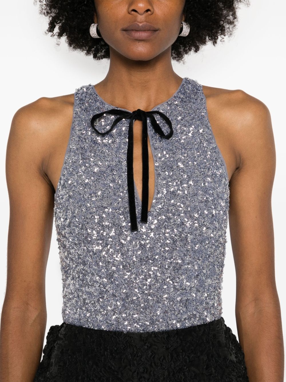 sequined split-neck top - 5