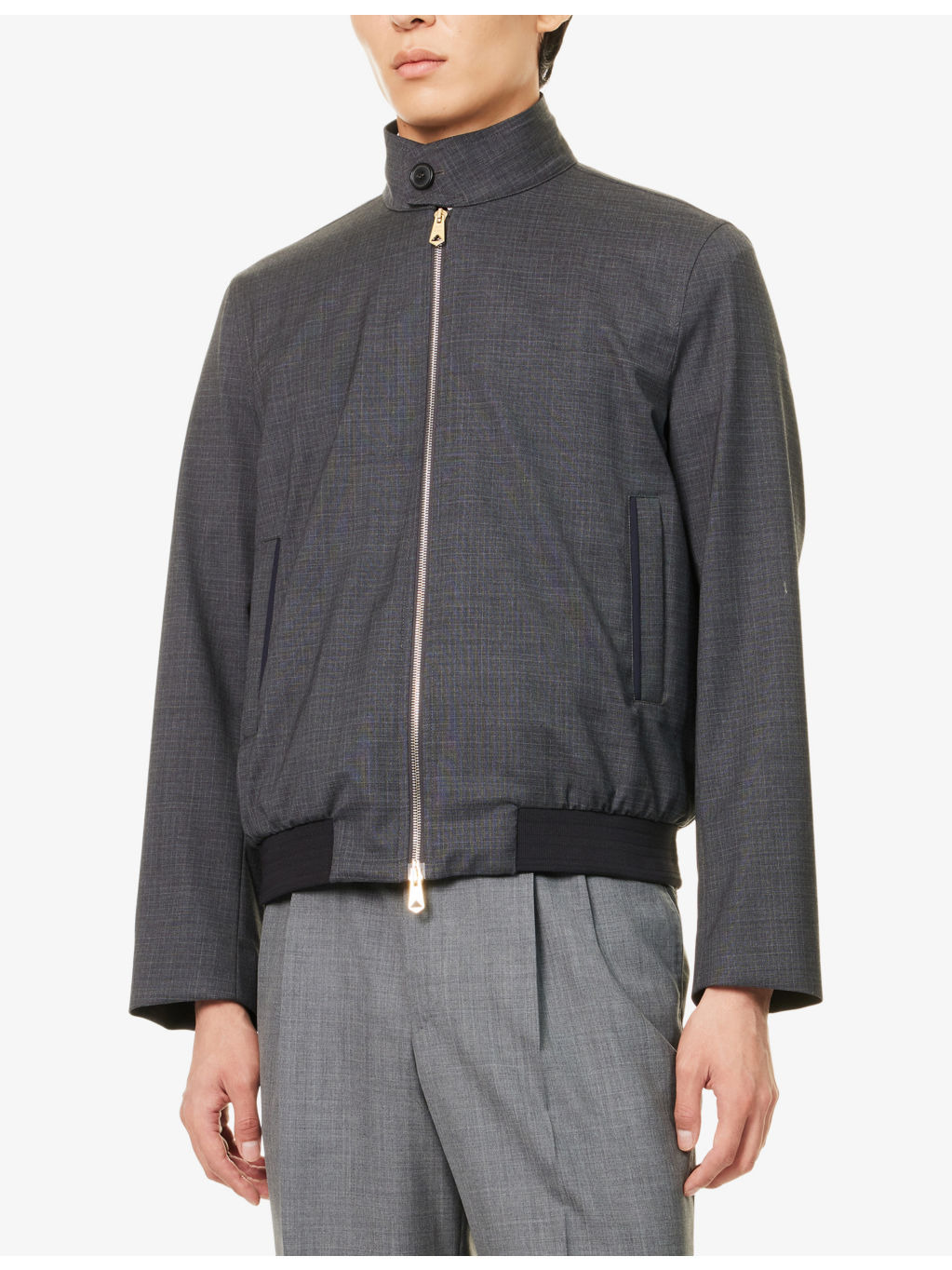Check Regular-Fit Wool Bomber Jacket - 3